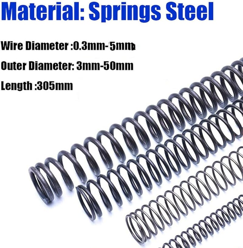 Customizable Compression Spring Wire Dia 1 5mm OD 22mm Open End Type 305mm Length - Image 2